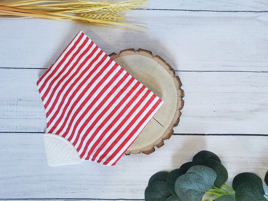 Bavoir Absorbant Avec Embout De Silicone | Rayé Rouge Et Blanc