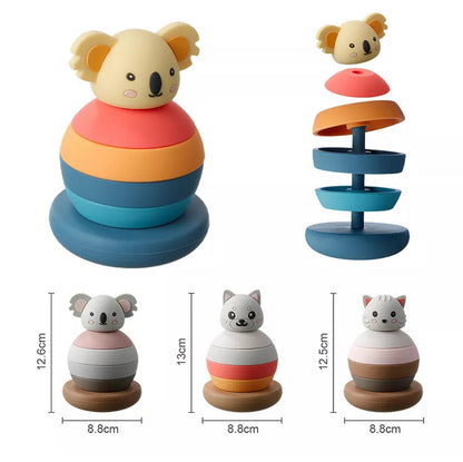 Tour Empilable | Chat Corail, Jaune & Bleu